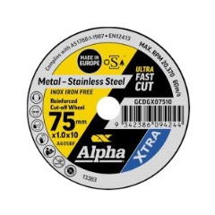 Alpha SGS XTRA Cutting Disc: 75mm x 1.0mm x 10mm - Each