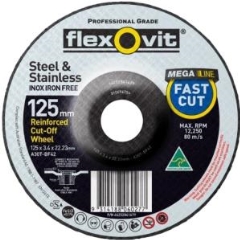 Flexovit Steel Inox Right Angle Cut-Off Wheel: 125mm x 0.8mm